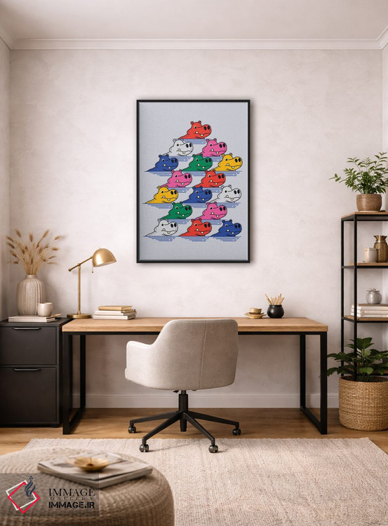 تابلو مینیمال خانواده اسب آبی ۲ اثر شو می مارس - D4B