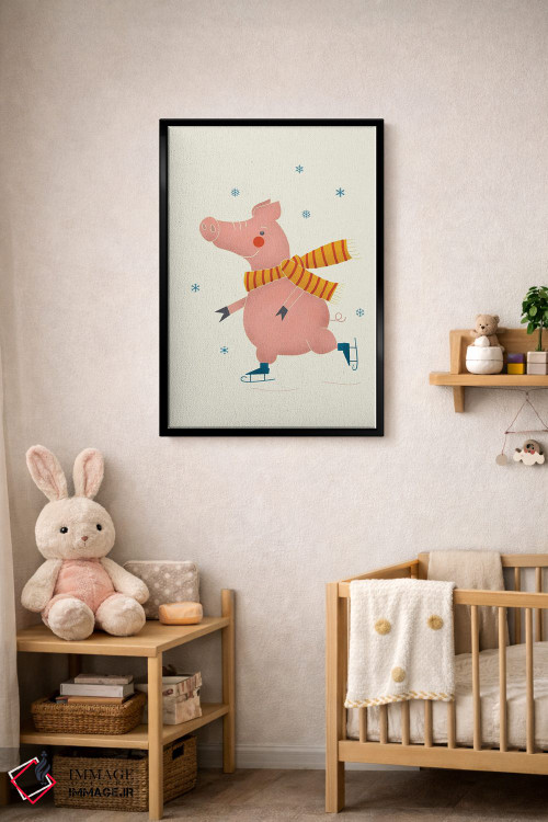 تابلو دکوراتیو خوک اسکیت باز روی یخ اثر شو می مارس - D4B