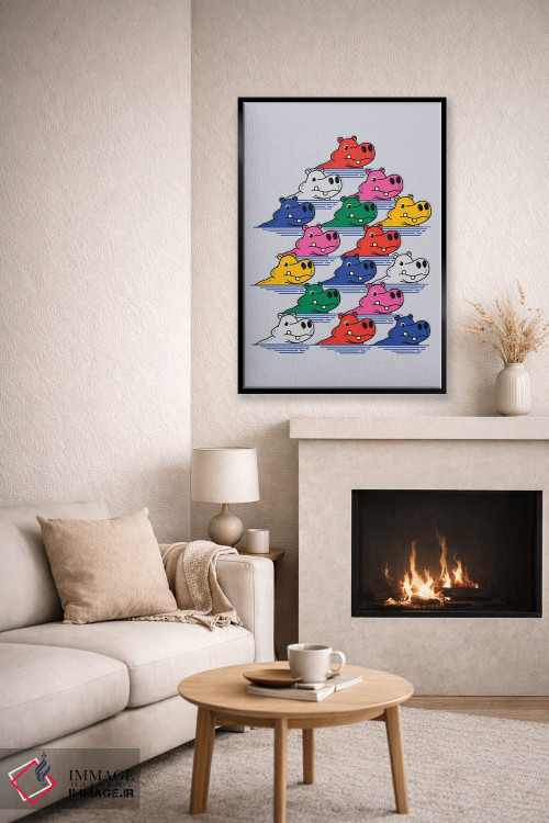 تابلو مینیمال خانواده اسب آبی ۲ اثر شو می مارس - D6B