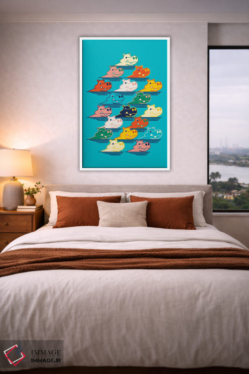 تابلو مینیمال خانواده اسب آبی اثر شو می مارس - D4W