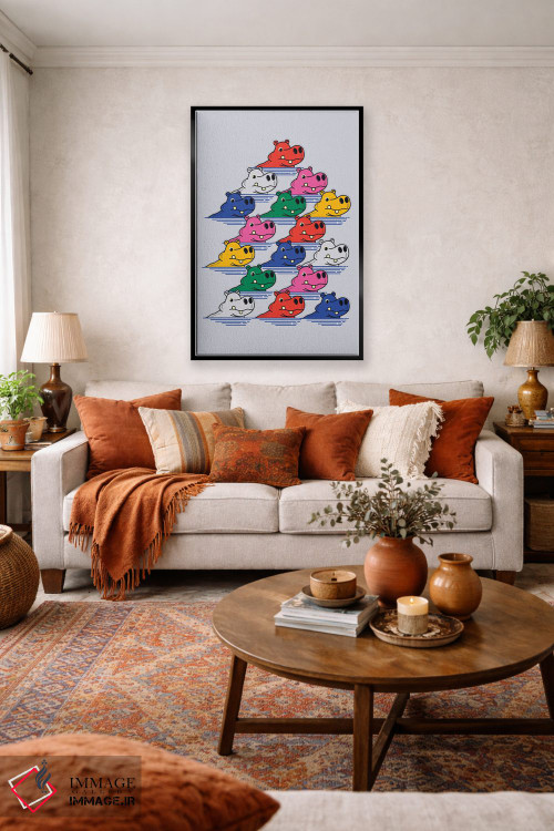 تابلو مینیمال خانواده اسب آبی ۲ اثر شو می مارس - D5B