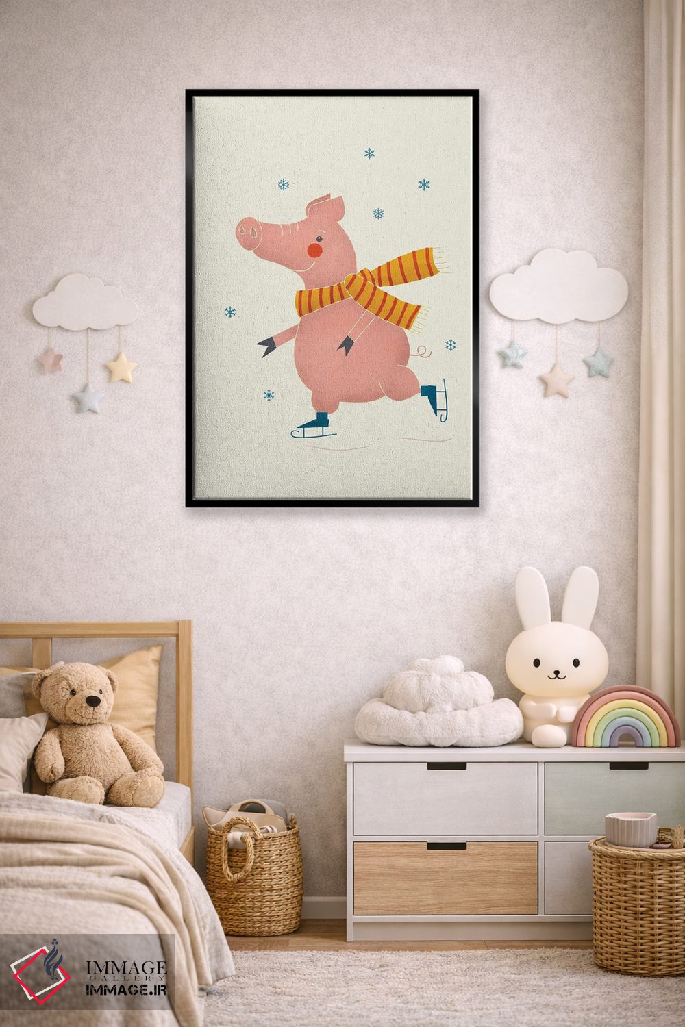 تابلو دکوراتیو خوک اسکیت باز روی یخ اثر شو می مارس - D5B