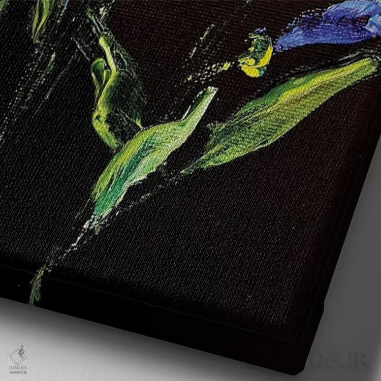 تابلو دکوراتیو زنبق ها و سبزیجات معطر اثر مارینا اسکرمووا - نمای نزدیک بافت بوم