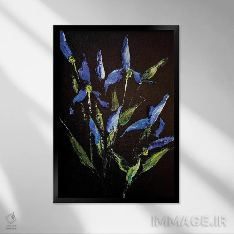 تابلو دکوراتیو زنبق ها و سبزیجات معطر اثر مارینا اسکرمووا - نمای قابدار مشکی