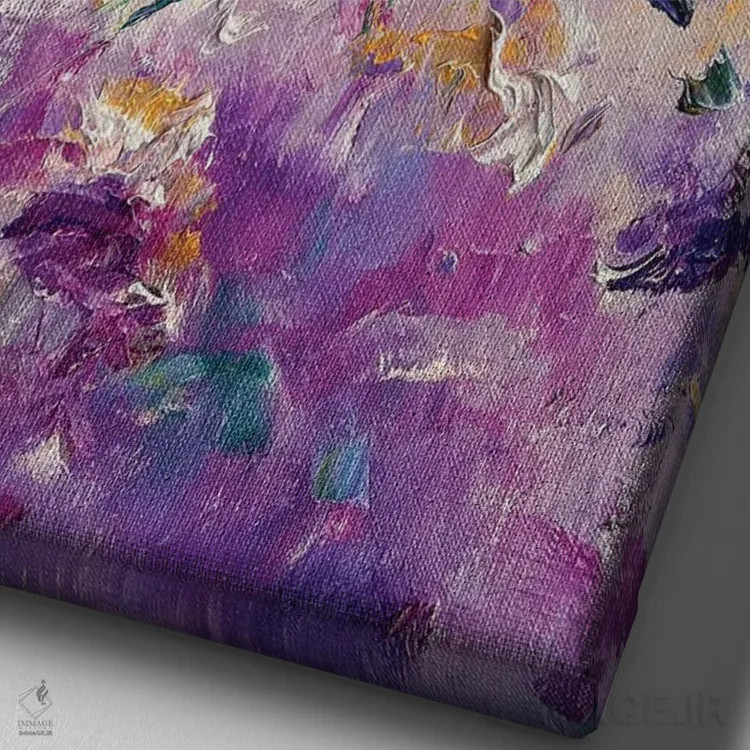 تابلو انتزاعی باغ بنفش پری اثر مارینا اسکرمووا - نمای نزدیک بافت بوم