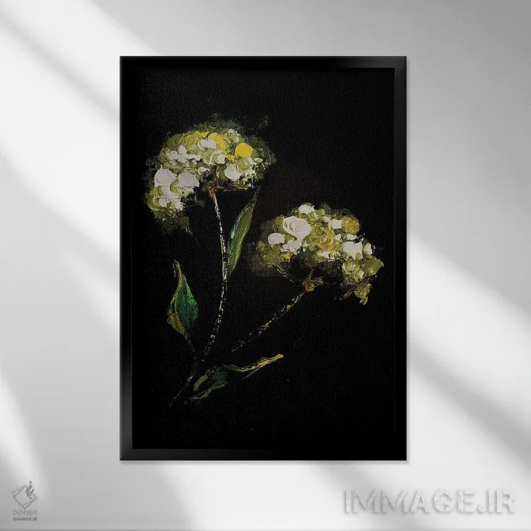 تابلو دکوراتیو زنبق ها و سبزیجات معطر دو اثر مارینا اسکرمووا - نمای قابدار مشکی