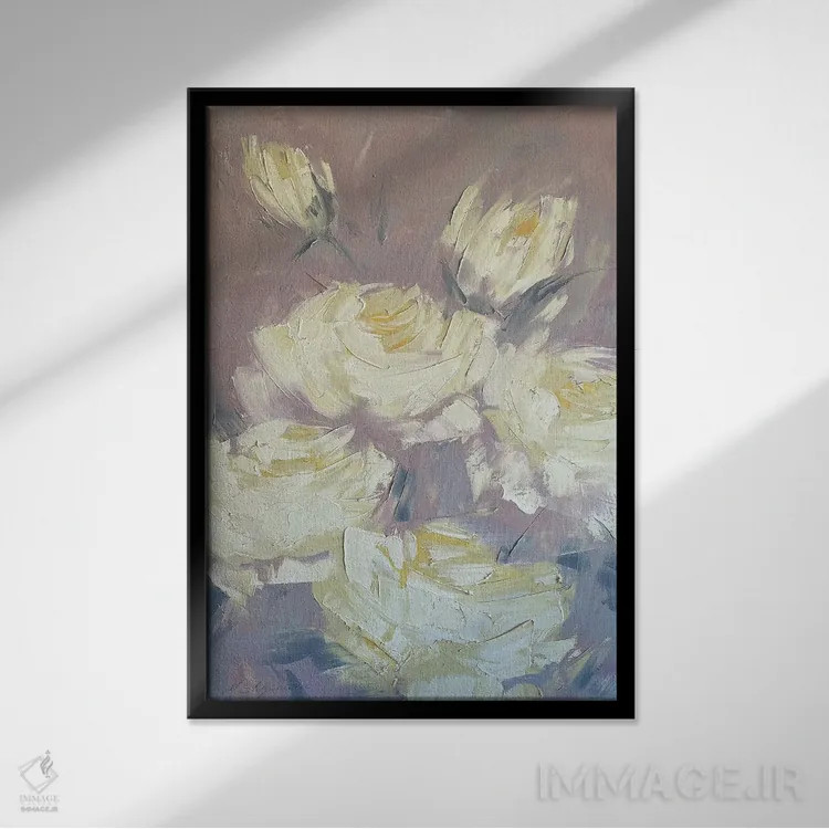 تابلو انتزاعی حس خامه ای دو اثر مارینا اسکرمووا - نمای قابدار مشکی