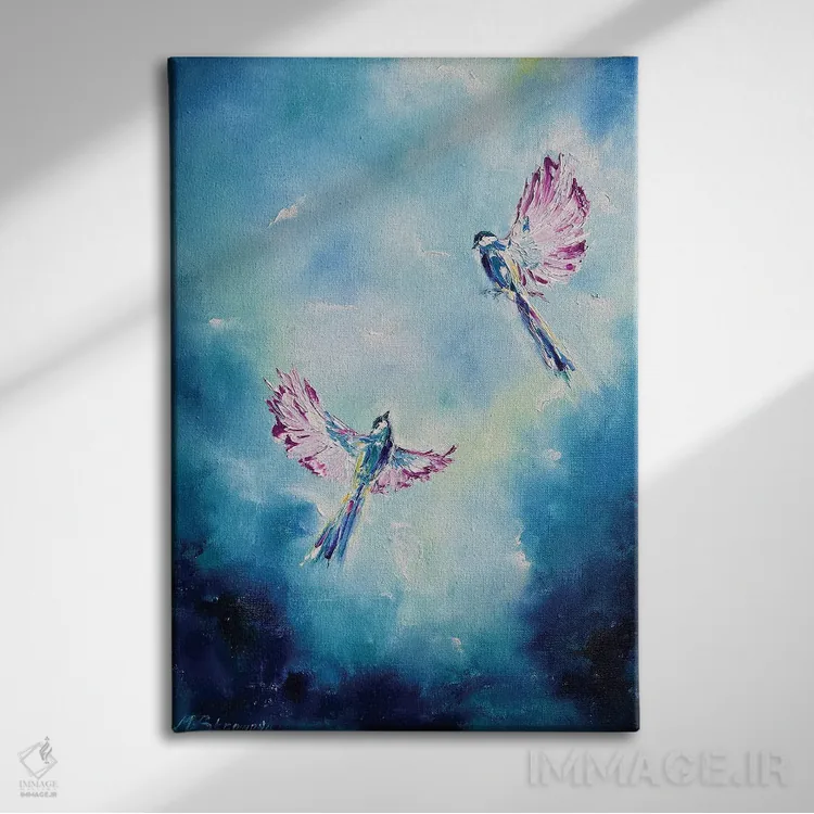 تابلو دکوراتیو عشق ابدی در بهشت اثر مارینا اسکرمووا - نمای روبهرو روی دیوار