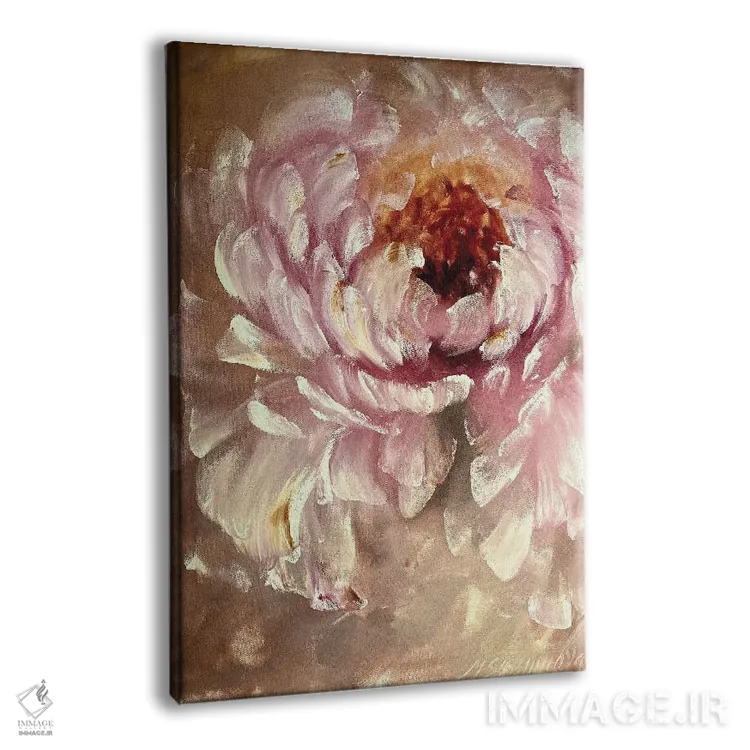 تابلو انتزاعی گل انتزاعی بژ یک اثر مارینا اسکرمووا - نمای پرسپکتیو محصول