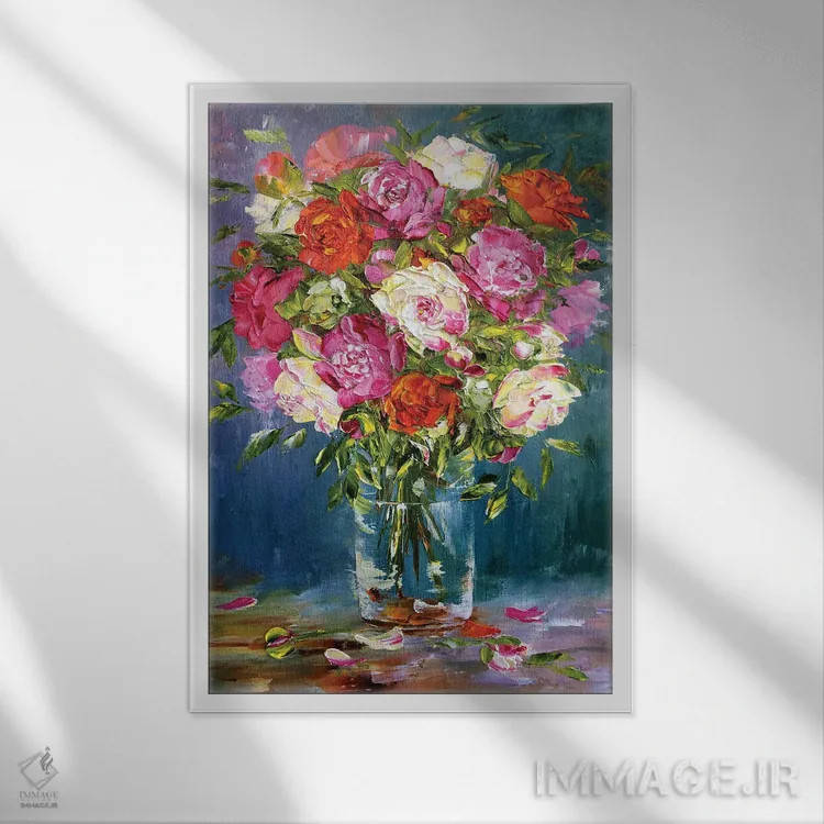 تابلو دکوراتیو دسته گل آنابل اثر مارینا اسکرمووا - نمای قابدار سفید
