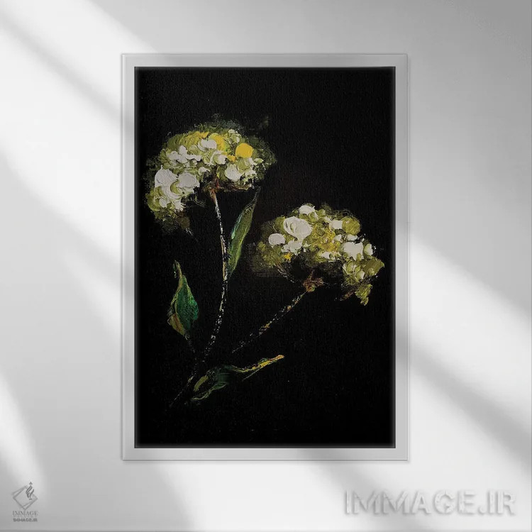 تابلو دکوراتیو زنبق ها و سبزیجات معطر دو اثر مارینا اسکرمووا - نمای قابدار سفید