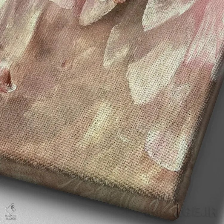 تابلو انتزاعی گل انتزاعی بژ یک اثر مارینا اسکرمووا - نمای نزدیک بافت بوم