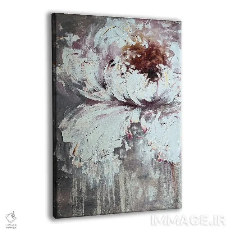 تابلو انتزاعی گل صدتومانی دو اثر مارینا اسکرمووا - نمای پرسپکتیو محصول