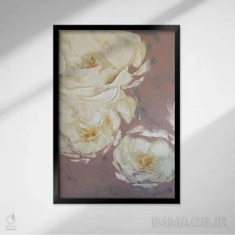 تابلو انتزاعی رویاهای خامه ای دو اثر مارینا اسکرمووا - نمای قابدار مشکی