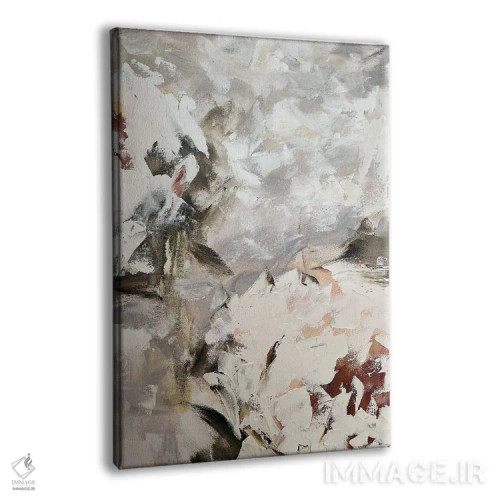 تابلو انتزاعی گل انتزاعی بژ اثر مارینا اسکرمووا - نمای پرسپکتیو محصول