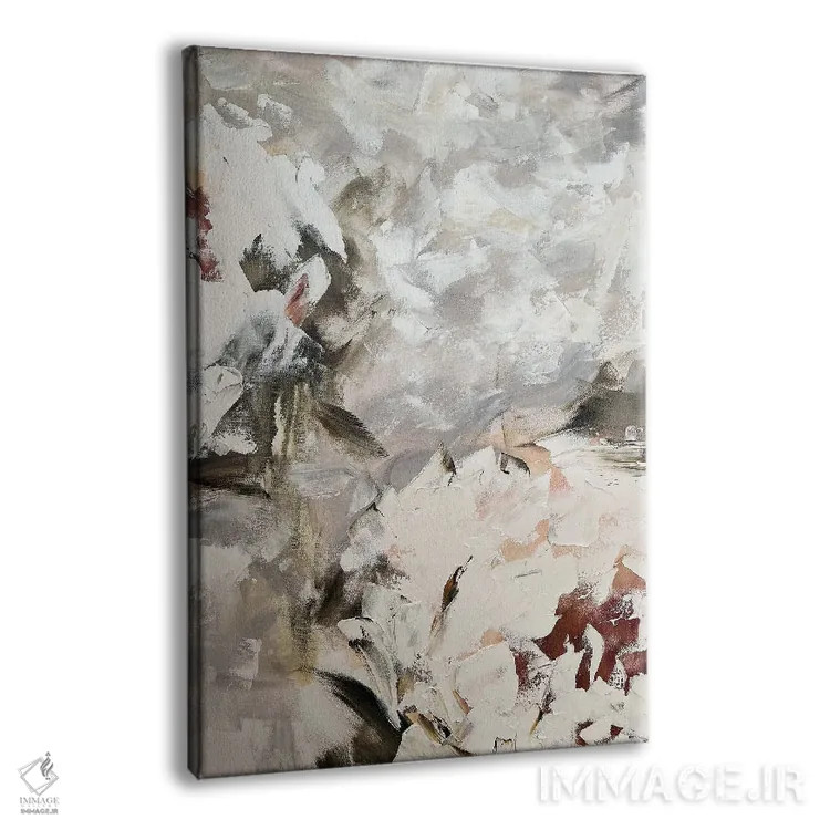 تابلو انتزاعی گل انتزاعی بژ اثر مارینا اسکرمووا - نمای پرسپکتیو محصول