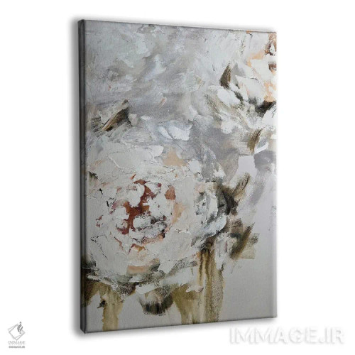 تابلو انتزاعی گل انتزاعی بژ سه اثر مارینا اسکرمووا - نمای پرسپکتیو محصول