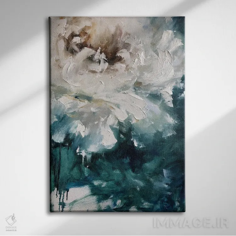 تابلو انتزاعی صدتومانی مه آلود اثر مارینا اسکرمووا - نمای روبهرو روی دیوار