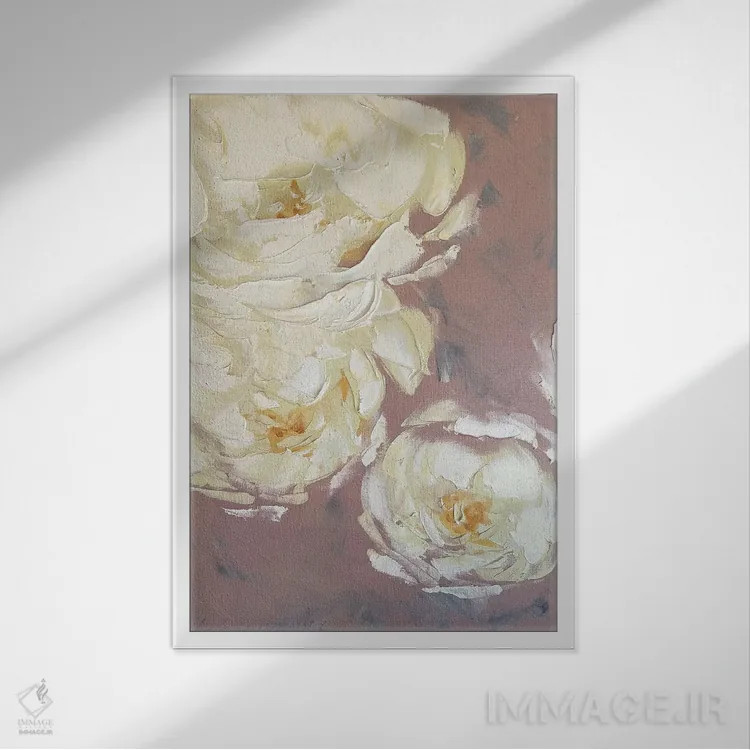 تابلو انتزاعی رویاهای خامه ای دو اثر مارینا اسکرمووا - نمای قابدار سفید