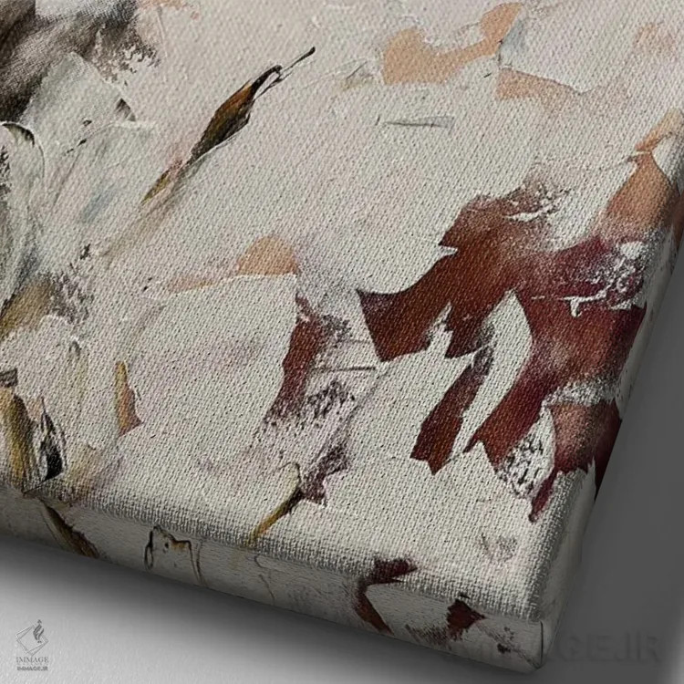 تابلو انتزاعی گل انتزاعی بژ اثر مارینا اسکرمووا - نمای نزدیک بافت بوم