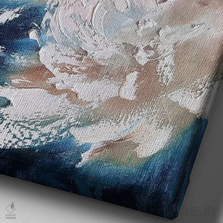 تابلو انتزاعی حل شدن در طبیعت اثر مارینا اسکرمووا - نمای نزدیک بافت بوم