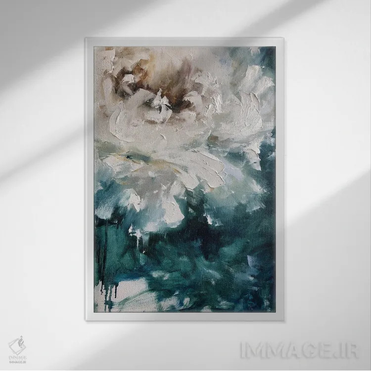 تابلو انتزاعی صدتومانی مه آلود اثر مارینا اسکرمووا - نمای قابدار سفید