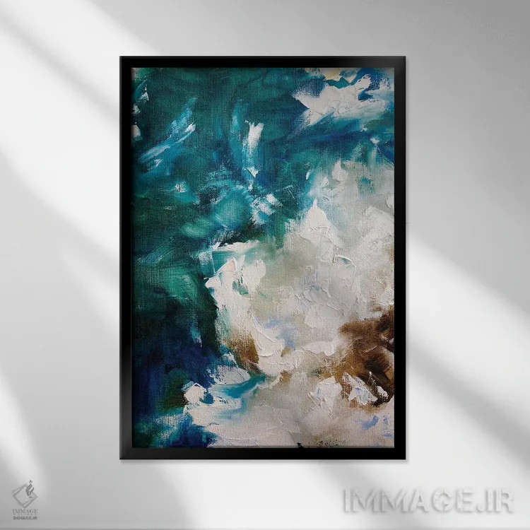 تابلو انتزاعی رقص در میان گل های مه آلود اثر مارینا اسکرمووا - نمای قابدار مشکی