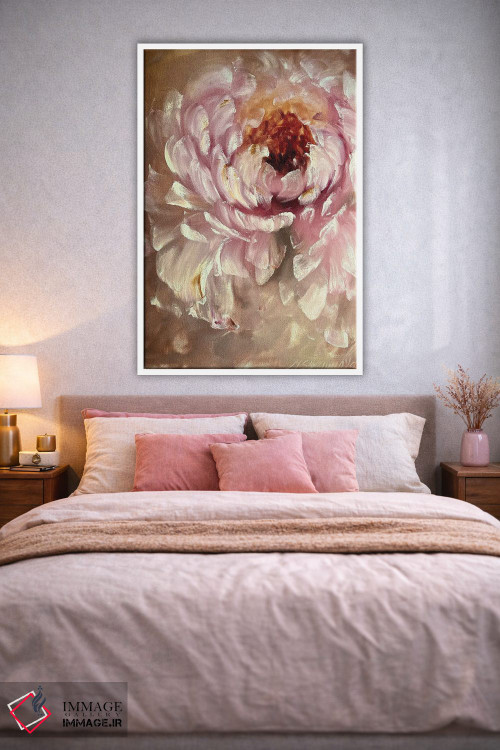 تابلو انتزاعی گل انتزاعی بژ یک اثر مارینا اسکرمووا - D1W