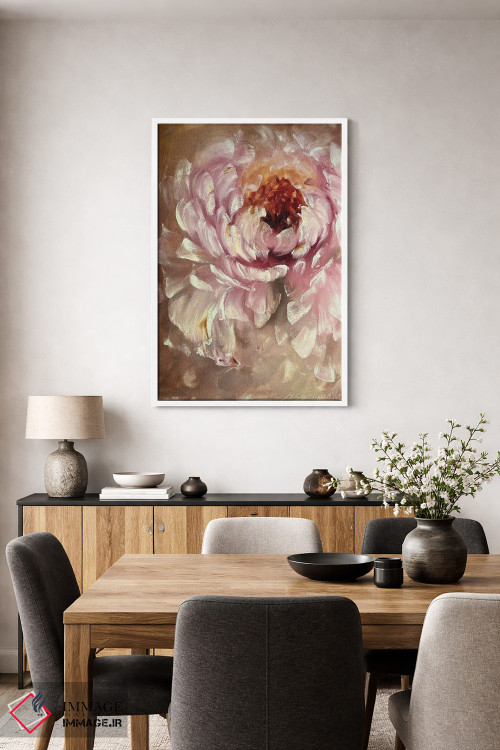 تابلو انتزاعی گل انتزاعی بژ یک اثر مارینا اسکرمووا - D3W