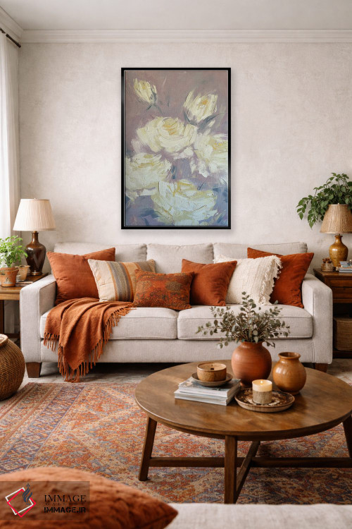 تابلو انتزاعی حس خامه ای دو اثر مارینا اسکرمووا - D5B