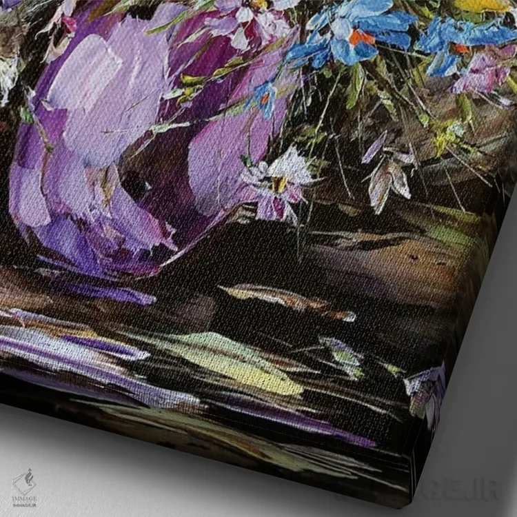 تابلو دکوراتیو طبیعت بی جان اثر مارینا اسکرمووا - نمای نزدیک بافت بوم