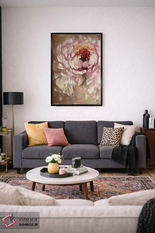 تابلو انتزاعی گل انتزاعی بژ یک اثر مارینا اسکرمووا - D4B