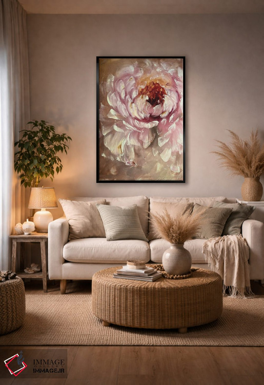 تابلو انتزاعی گل انتزاعی بژ یک اثر مارینا اسکرمووا - D5B