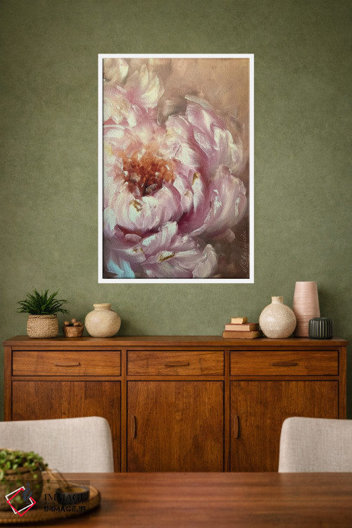 تابلو انتزاعی گل انتزاعی بژ دو اثر مارینا اسکرمووا - D1W