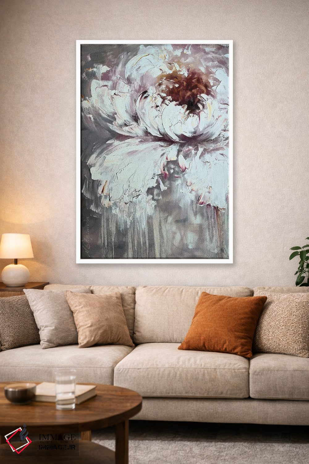 تابلو انتزاعی گل صدتومانی دو اثر مارینا اسکرمووا - D1W