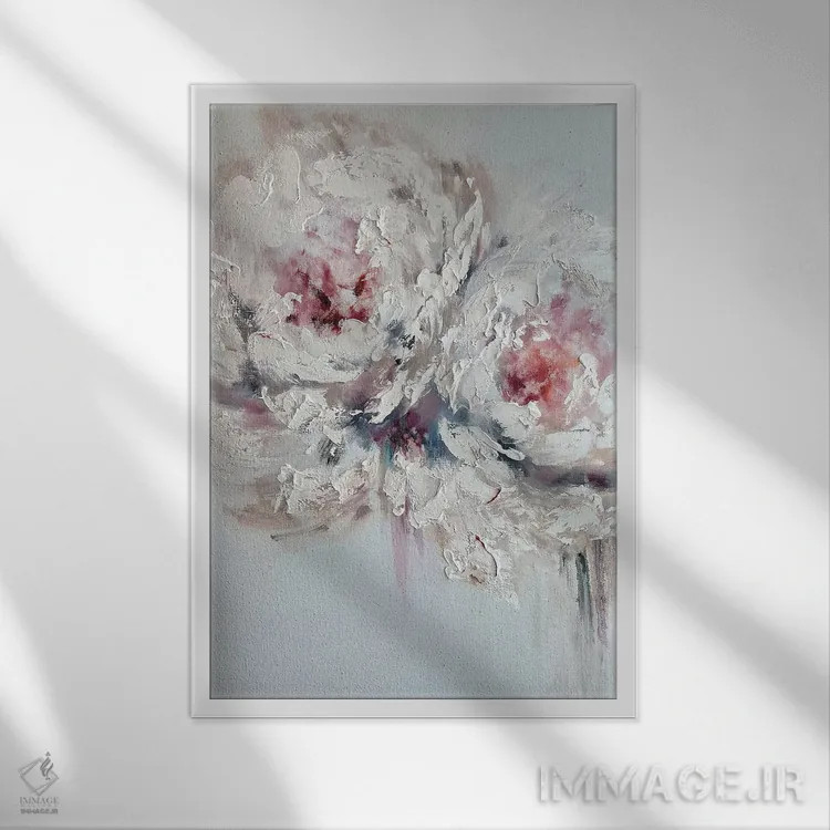 تابلو انتزاعی بوسه هوایی اثر مارینا اسکرمووا - نمای قابدار سفید