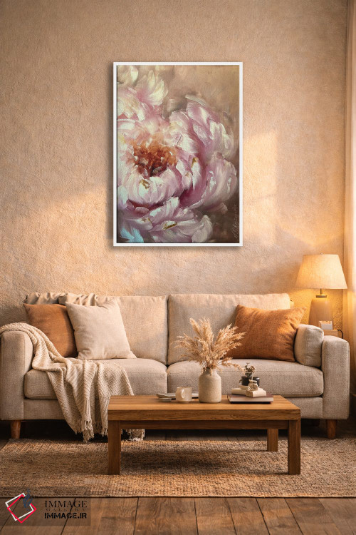 تابلو انتزاعی گل انتزاعی بژ دو اثر مارینا اسکرمووا - D3W