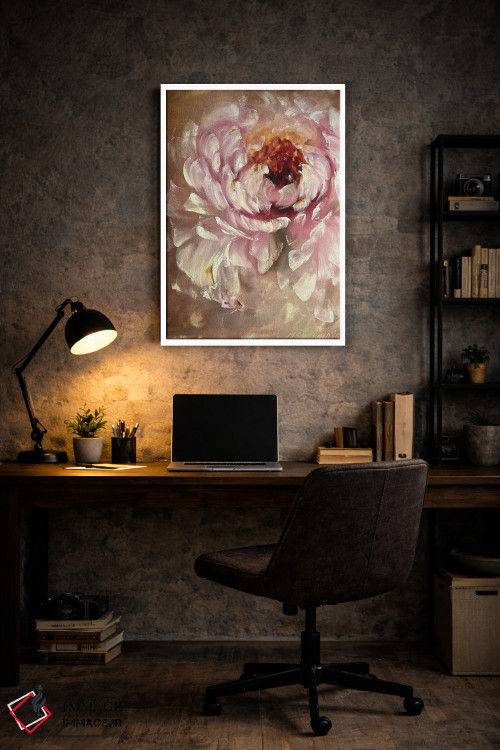 تابلو انتزاعی گل انتزاعی بژ یک اثر مارینا اسکرمووا - D6W