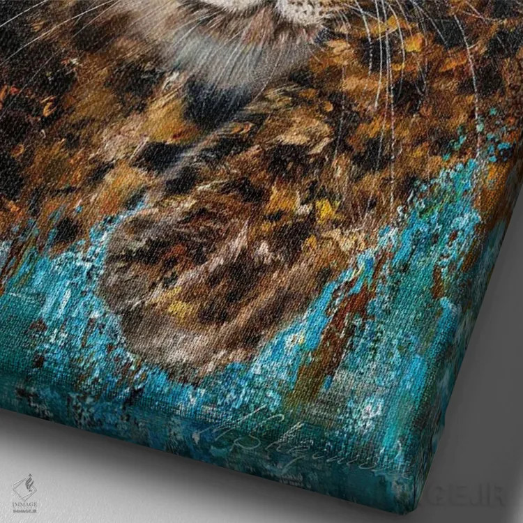 تابلو دکوراتیو شکارچی وحشی اثر مارینا اسکرمووا - نمای نزدیک بافت بوم