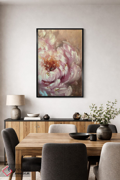 تابلو انتزاعی گل انتزاعی بژ دو اثر مارینا اسکرمووا - D4B