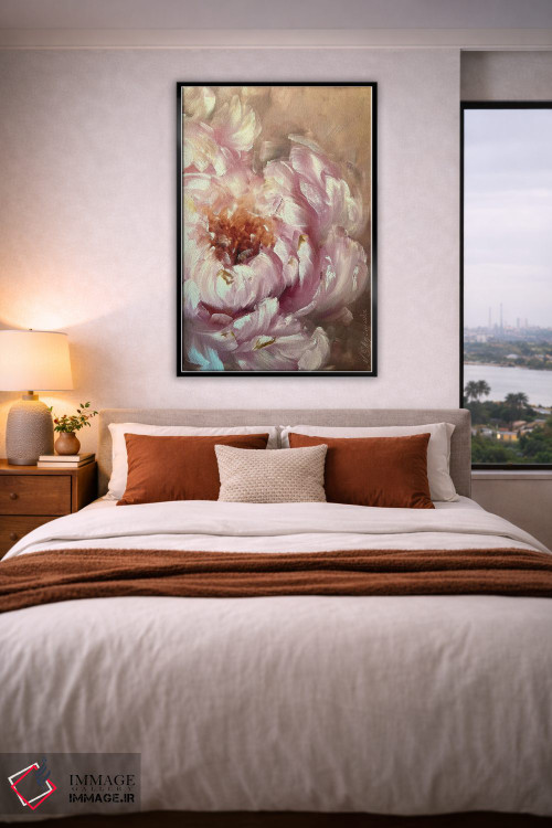 تابلو انتزاعی گل انتزاعی بژ دو اثر مارینا اسکرمووا - D5B