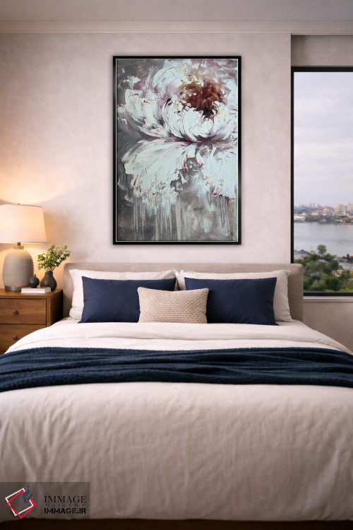 تابلو انتزاعی گل صدتومانی دو اثر مارینا اسکرمووا - D5B