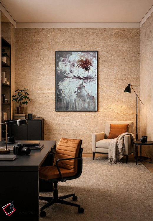 تابلو انتزاعی گل صدتومانی دو اثر مارینا اسکرمووا - D6B