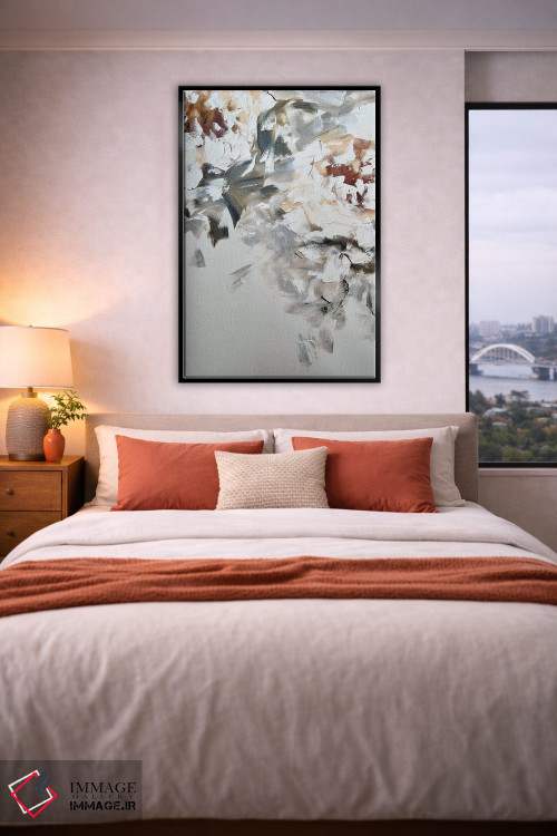 تابلو انتزاعی گل انتزاعی بژ چهار اثر مارینا اسکرمووا - D5B