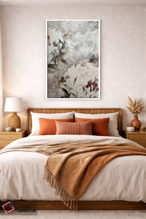 تابلو انتزاعی گل انتزاعی بژ اثر مارینا اسکرمووا - D3W