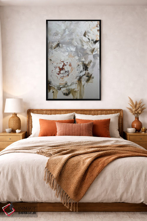 تابلو انتزاعی گل انتزاعی بژ سه اثر مارینا اسکرمووا - D4B