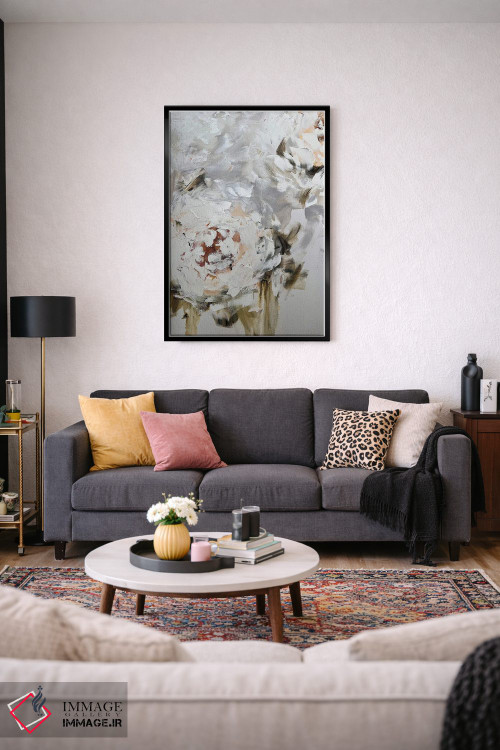 تابلو انتزاعی گل انتزاعی بژ سه اثر مارینا اسکرمووا - D3B