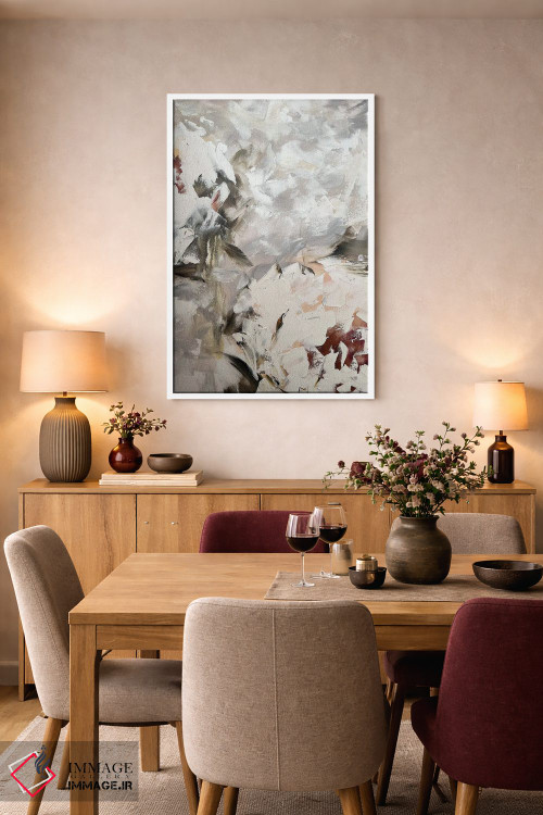 تابلو انتزاعی گل انتزاعی بژ اثر مارینا اسکرمووا - D5W