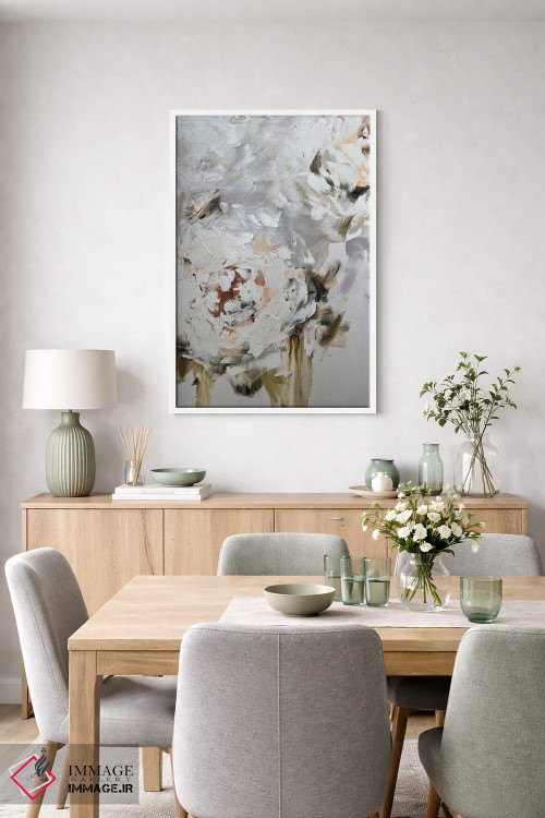 تابلو انتزاعی گل انتزاعی بژ سه اثر مارینا اسکرمووا - D6W