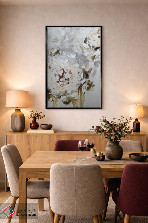 تابلو انتزاعی گل انتزاعی بژ سه اثر مارینا اسکرمووا - D5B